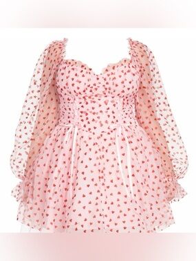 NWT Dolls Kill Pink and Red Heart Tulle Dress 1X (updated)